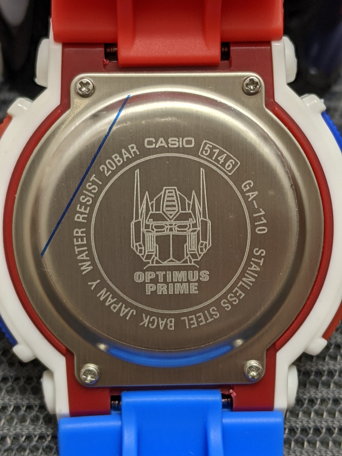 Casio G-Shock GA-110 Optimus Prime Transformers White Blue Red Complete Set