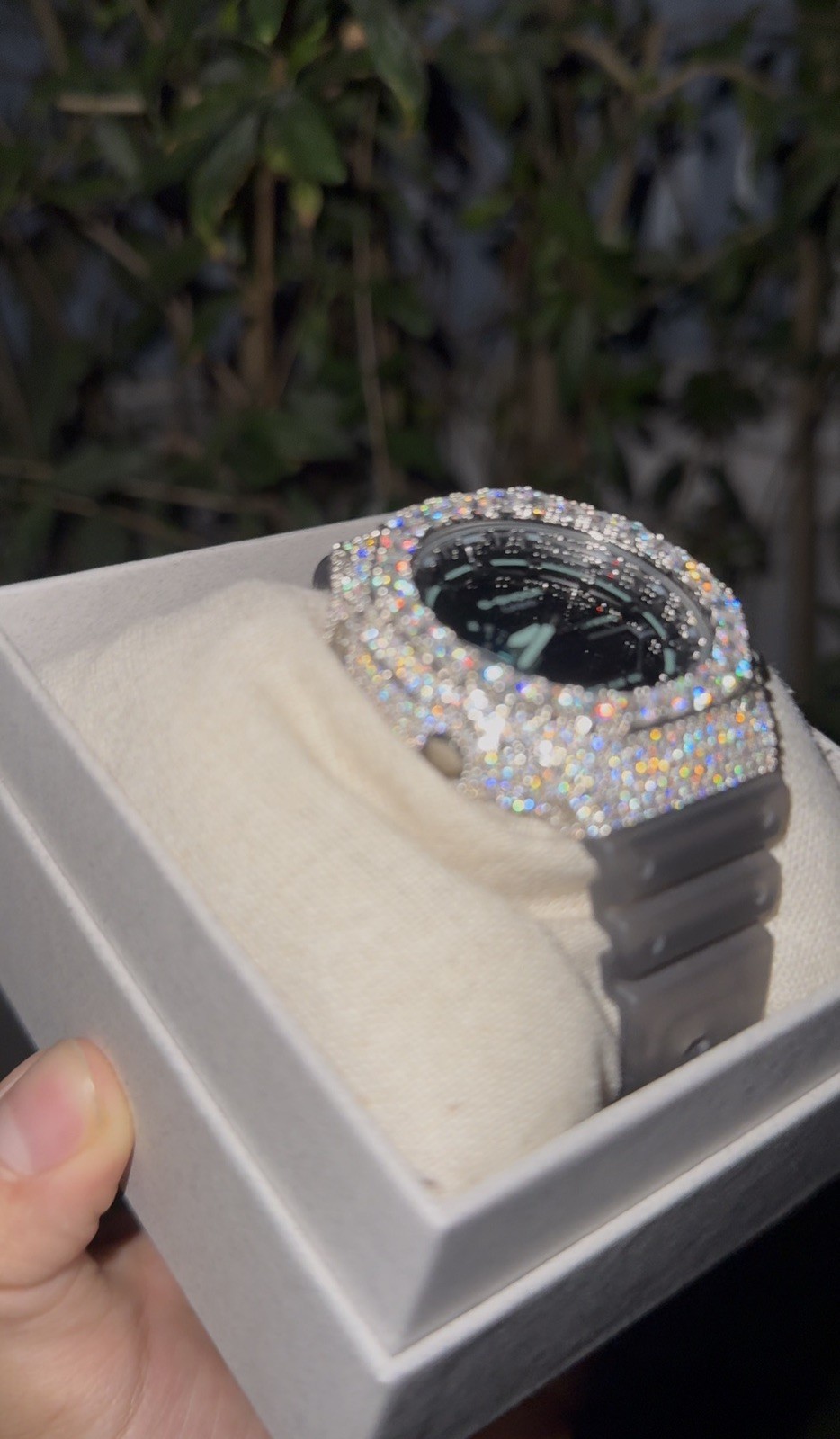 Custom Casio G-Shock GA2100 Moissanite Watch Black Dial