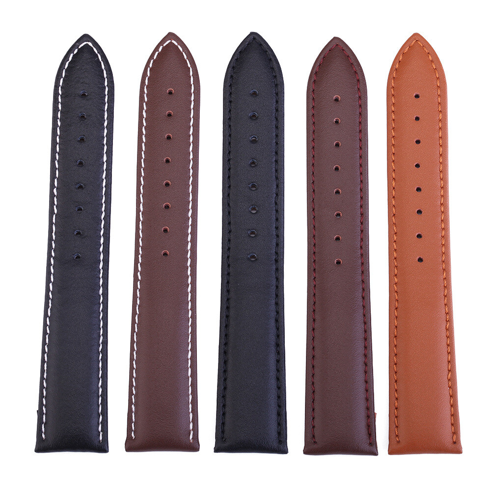 Premium Genuine Calf Leather Watch Strap Band Butterfly Clasp12-24mm Universal
