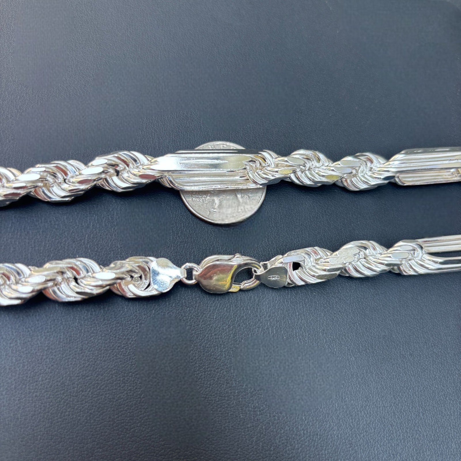 10mm Figarope Chain Necklace -Real Solid 925 Sterling Silver Or 14k Gold Vermeil