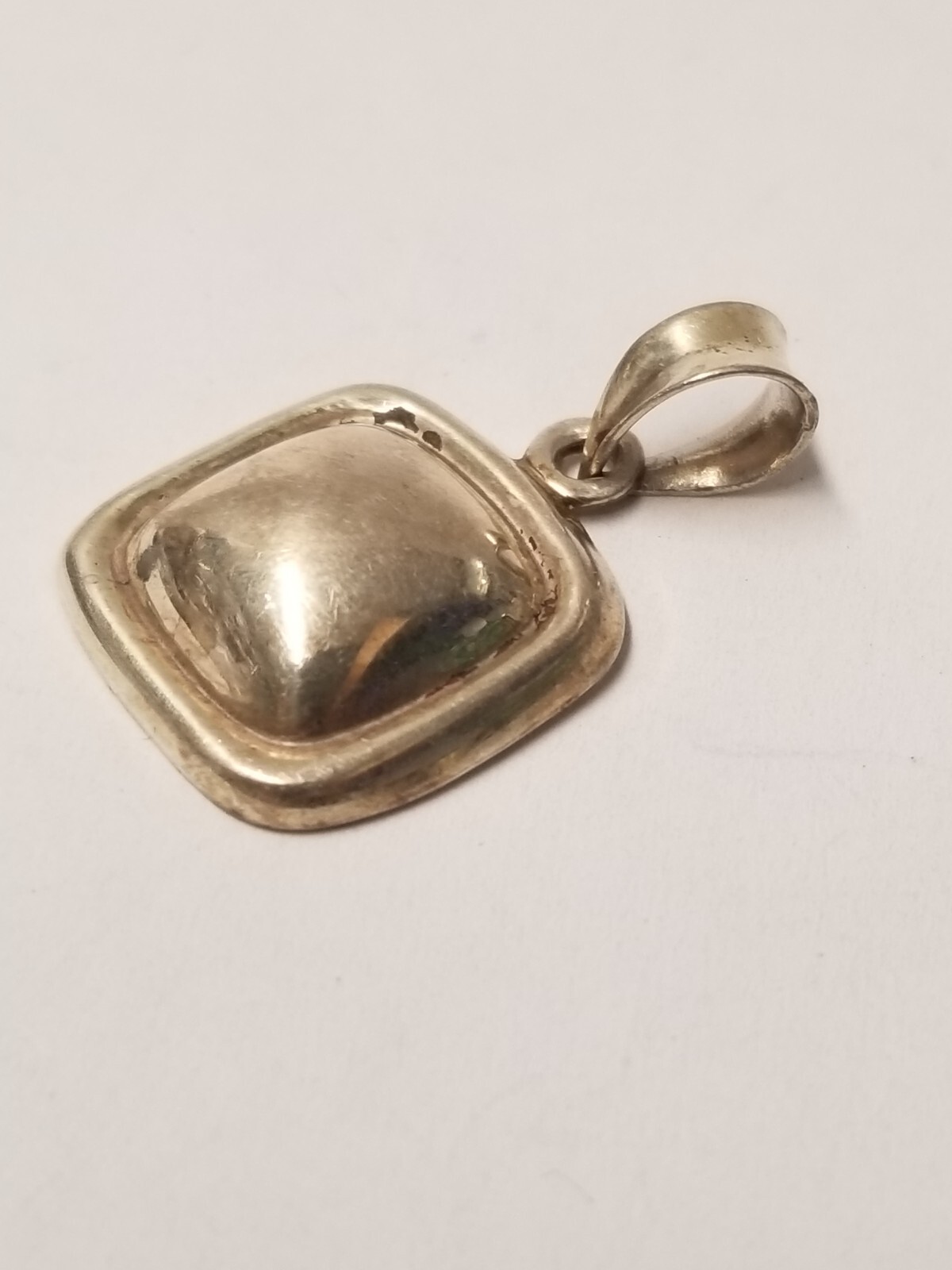 925 Sterling Silver Square Button Pendant (2.5g)