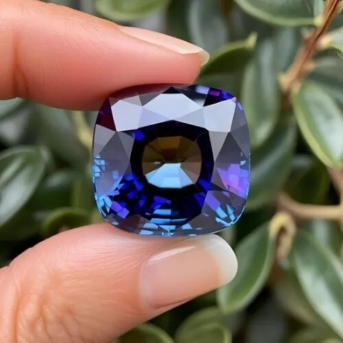 8 Ct+ Natural AA+ CERTIFIED Alexandrite Color Change Cushion Cut Loose Gemstone