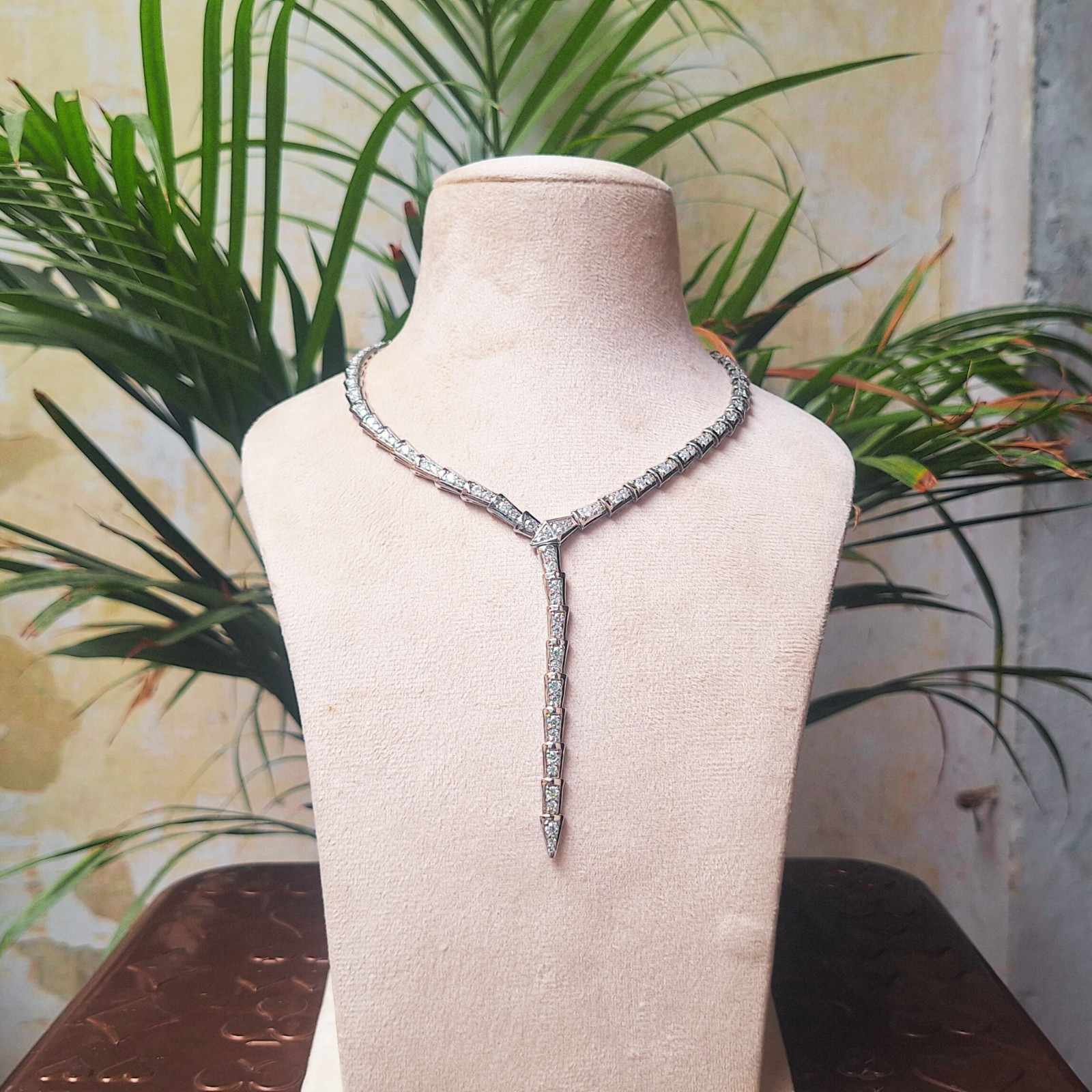 Serpent necklace 925 Sterling Silver lab created Moissanite Gift Necklace