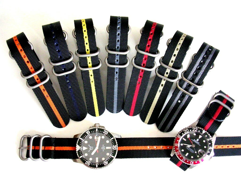 20mm Black Red stitch 1pc NATO G10 UTC nylon watch band strap RAF Bond IW SUISSE