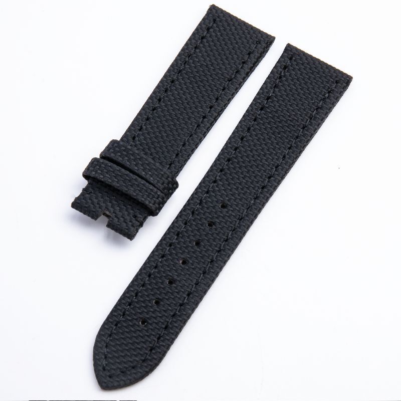 22 mm Black Nylon Leather Band Watch Strap Fits For Breitling Avenger Navitimer