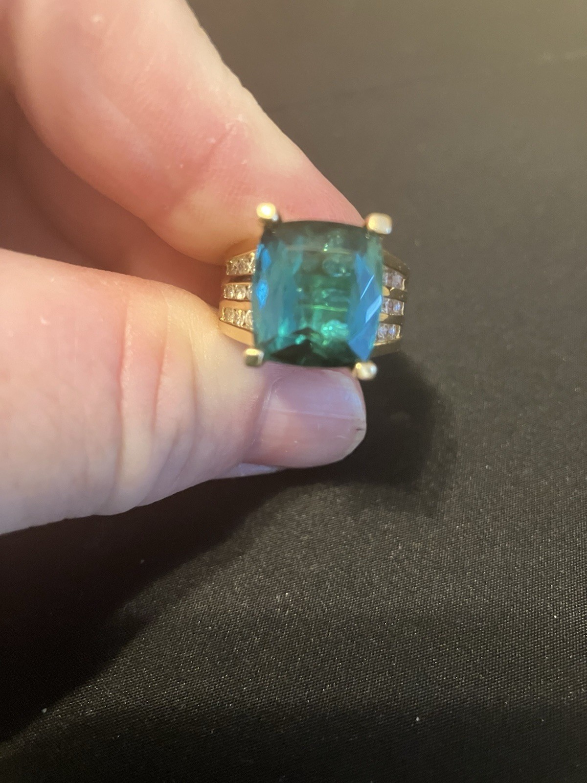 FRANK LAU CUSTOM 14k GOLD 7.74 CT INDICOLITE TOURMALINE DIAMOND RING 6.5 11,600