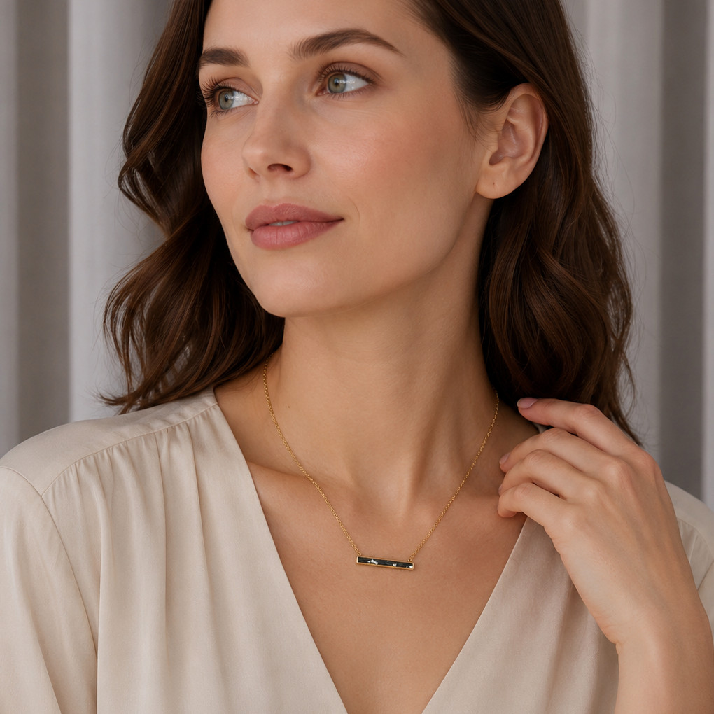 14 Karat Gold Plated Diamond Chip Necklace