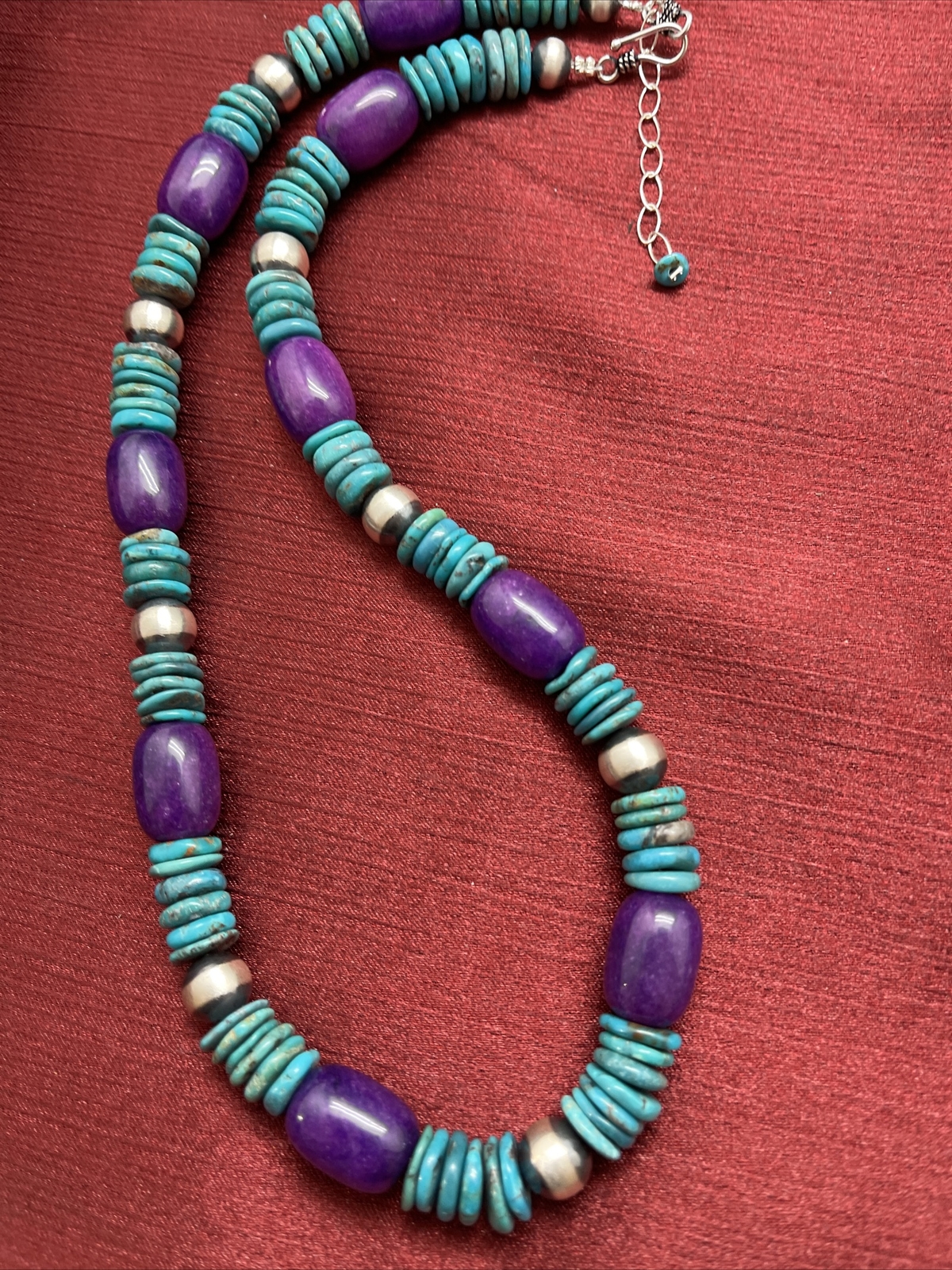 without tags Sterling silver Turquoise sugilite Necklace 19 Inch G2U