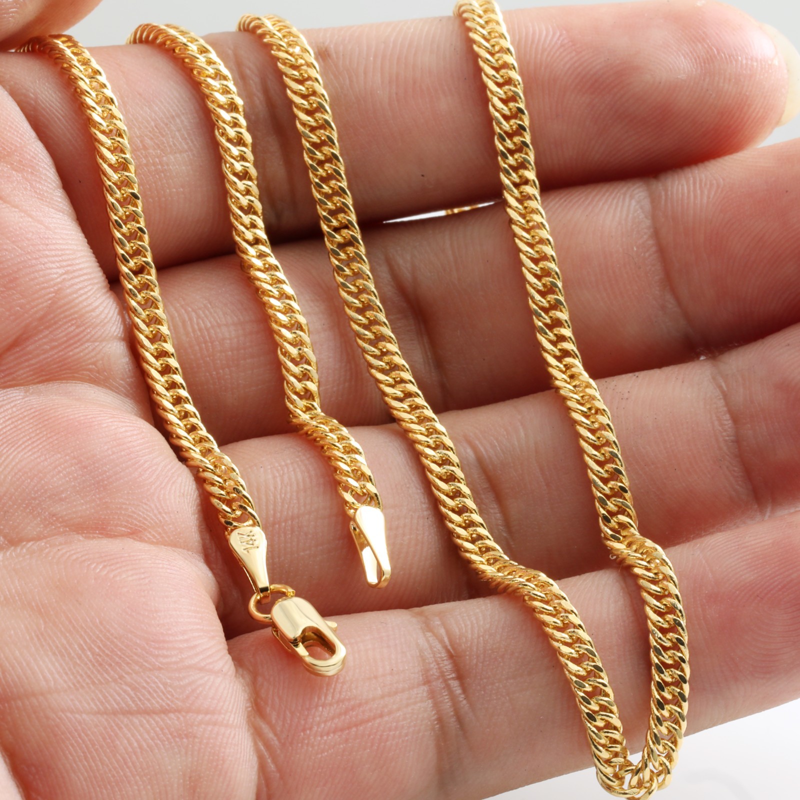 Cuban Chain Link Cascade Necklace 14K Gold Plated 3mm – 30″In Hip Hop Fashion