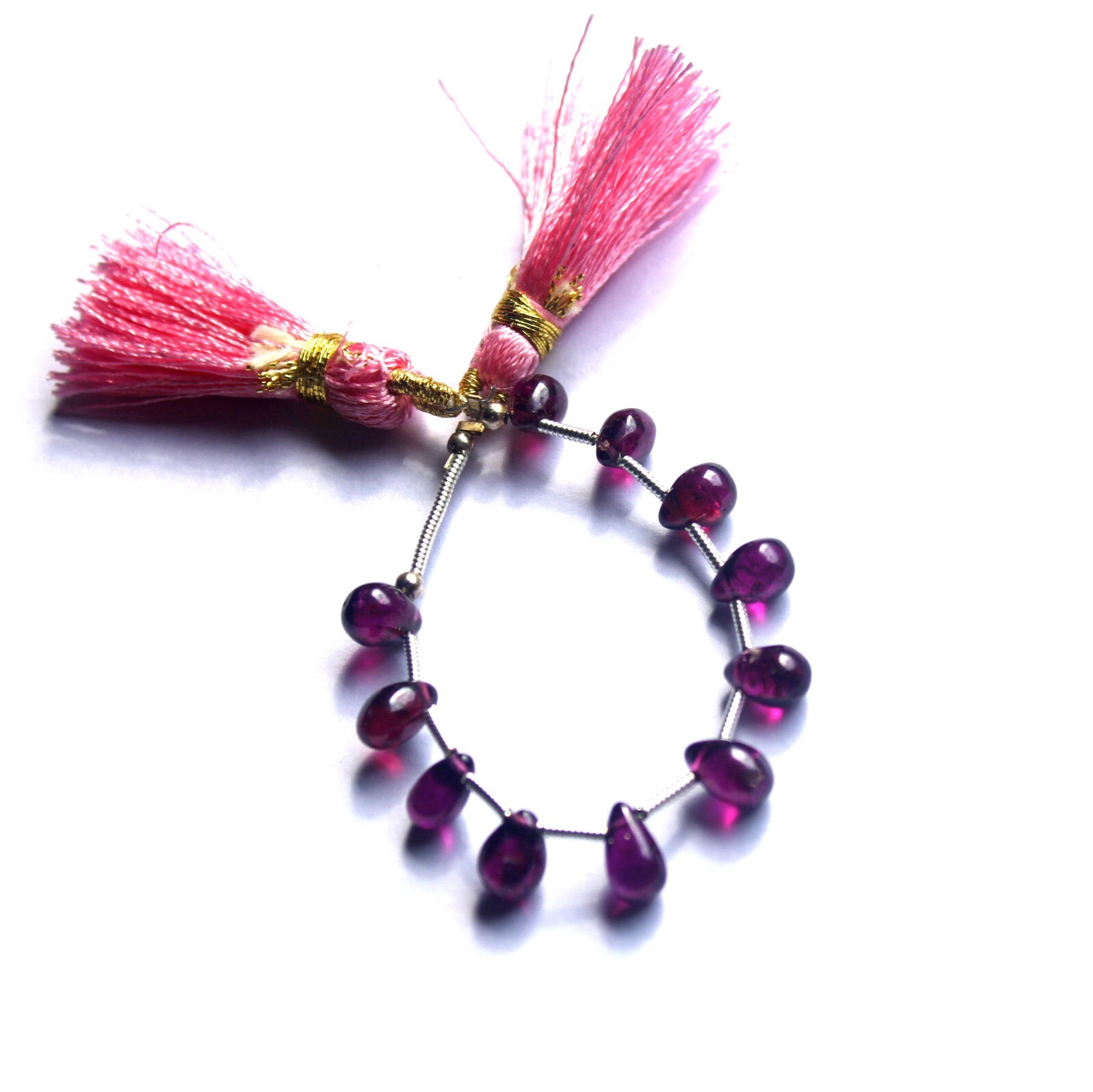 5×7-5×7.5 MM Natural Purple Pink Rhodolite Garnet Smooth Drops 4 Inch Beads
