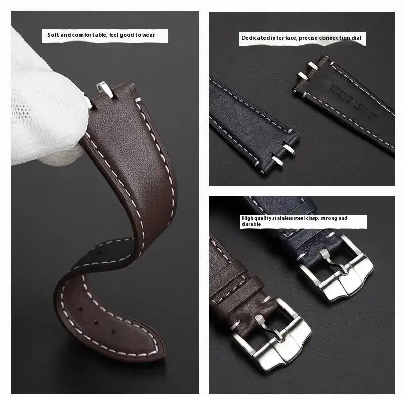 Leather Watchband For Tudor Royal M28600/M28603/M28500 41mm Steel End Link Band