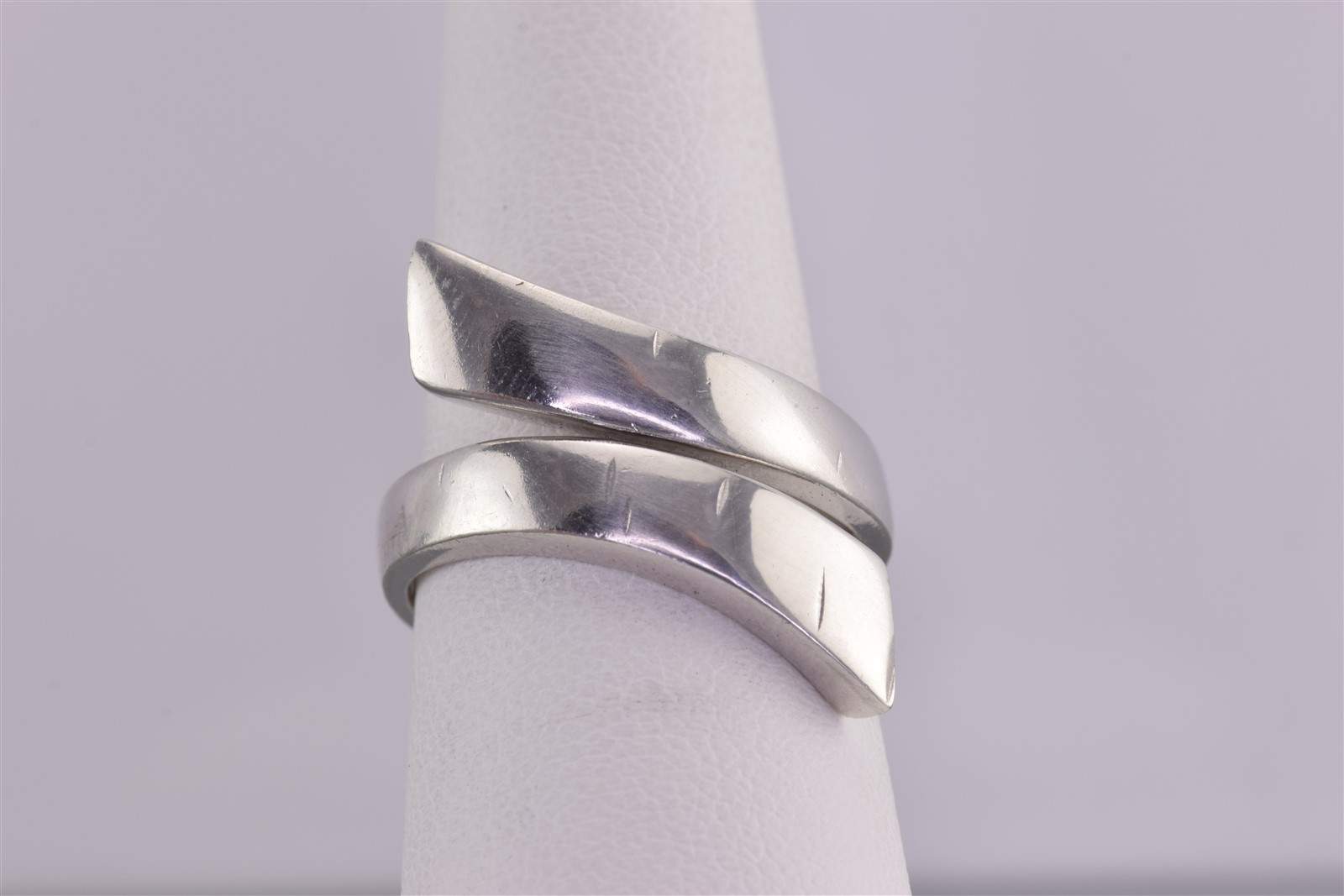 Sterling Silver 19mm Solid Tapered Wrap Around Bypass Band Ring 925 Sz: 8