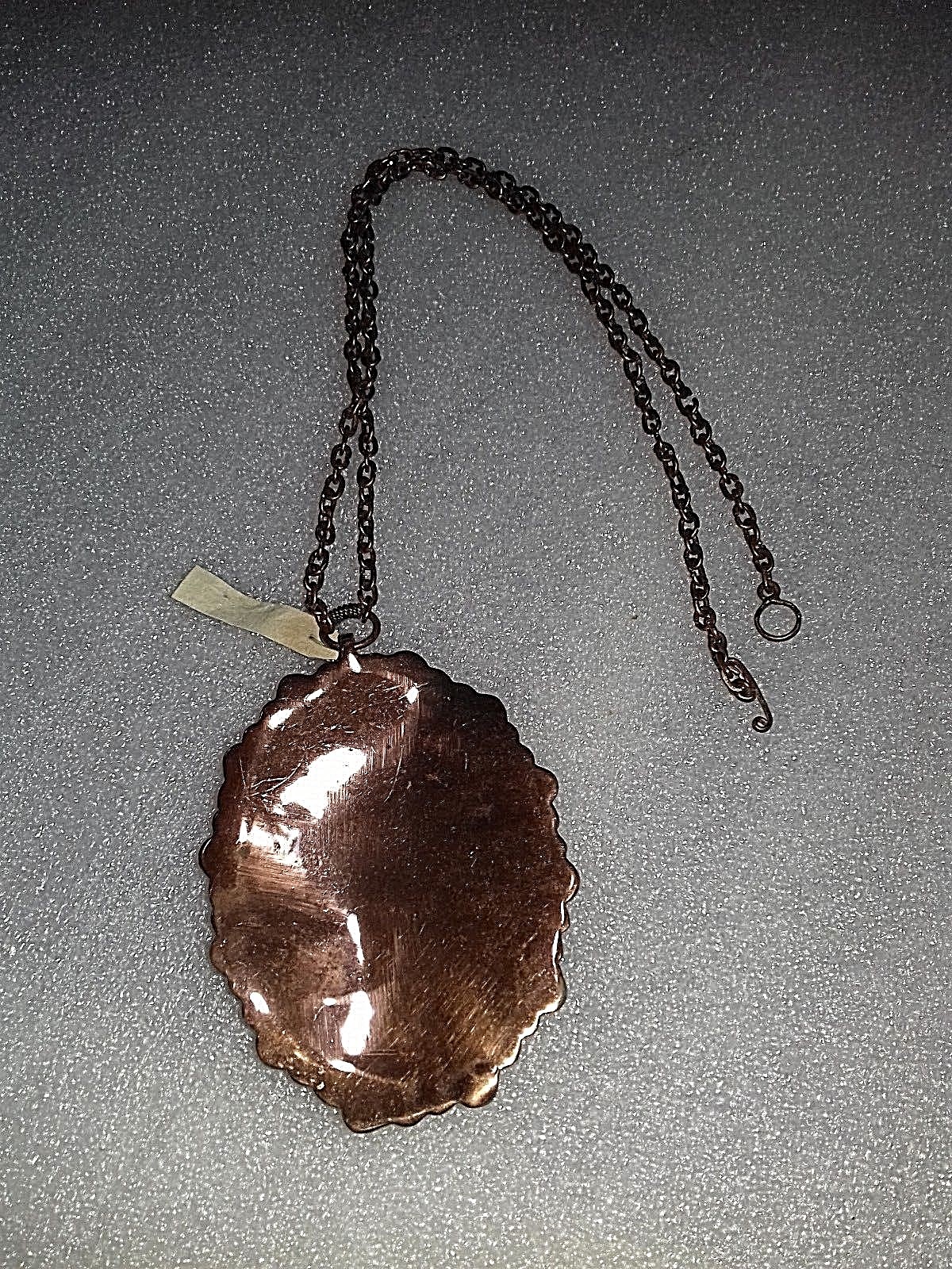 OLD ALBANIA HANDCRAFTED WOMEN COPPER NECKLACE WITH STONE-COMMUNISM TIME-37.5 CM