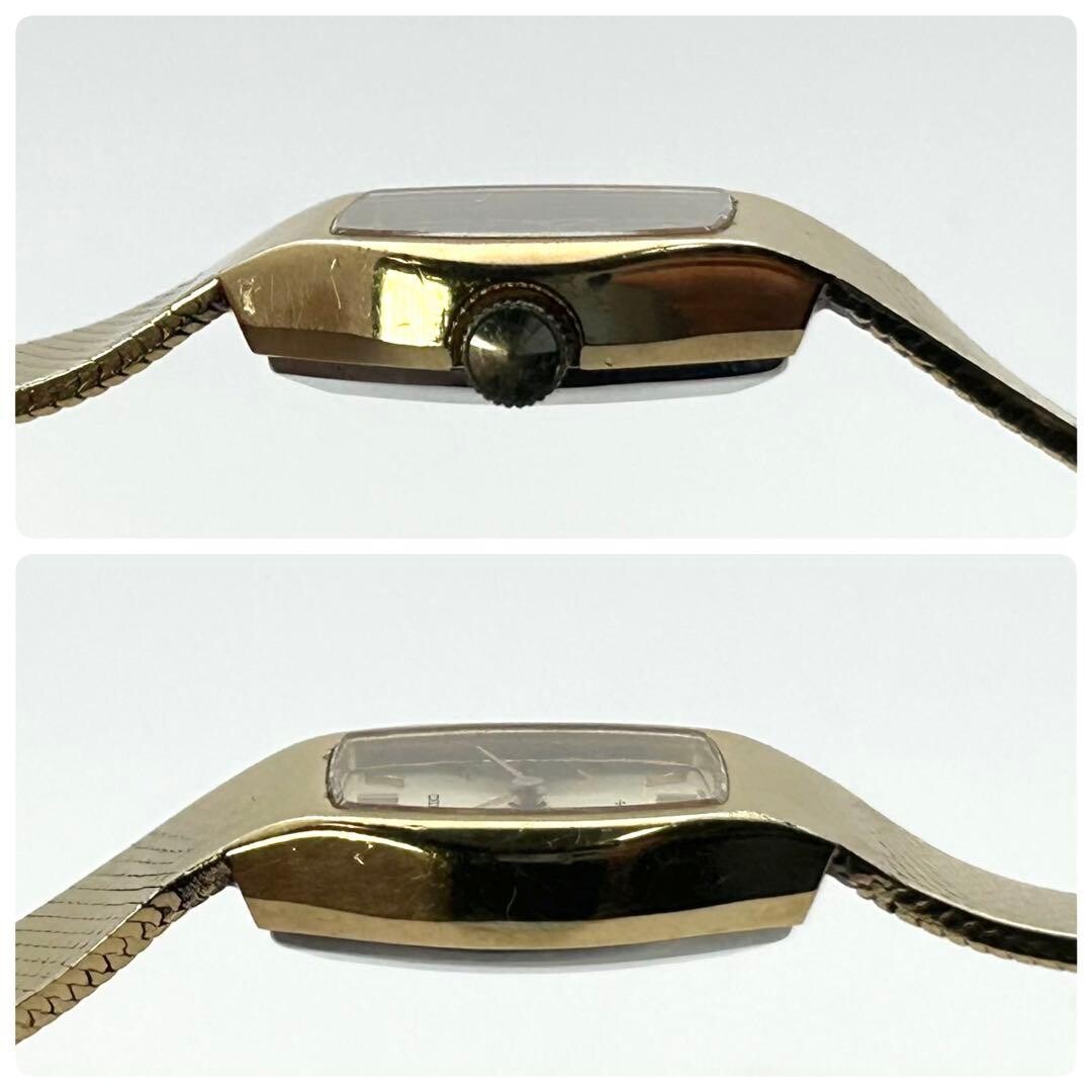 SEIKO 11-4660 Vintage Gold Sunray Manual Wind Ladies Tonneau Watch Japan 16cm