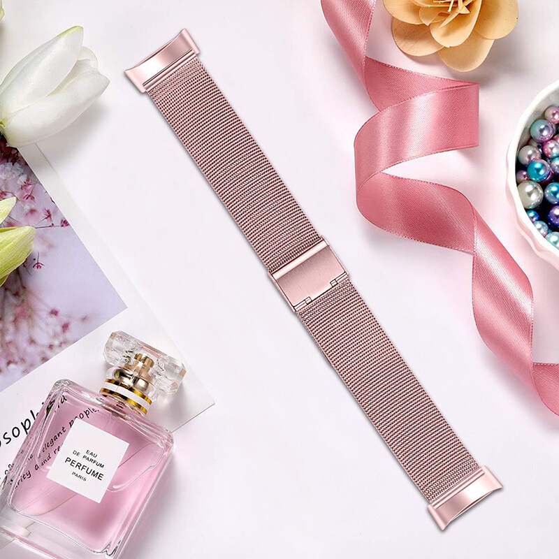 Stainless Steel Metal Milanese Mesh Buckle Band Strap For Fitbit Charge 6 5
