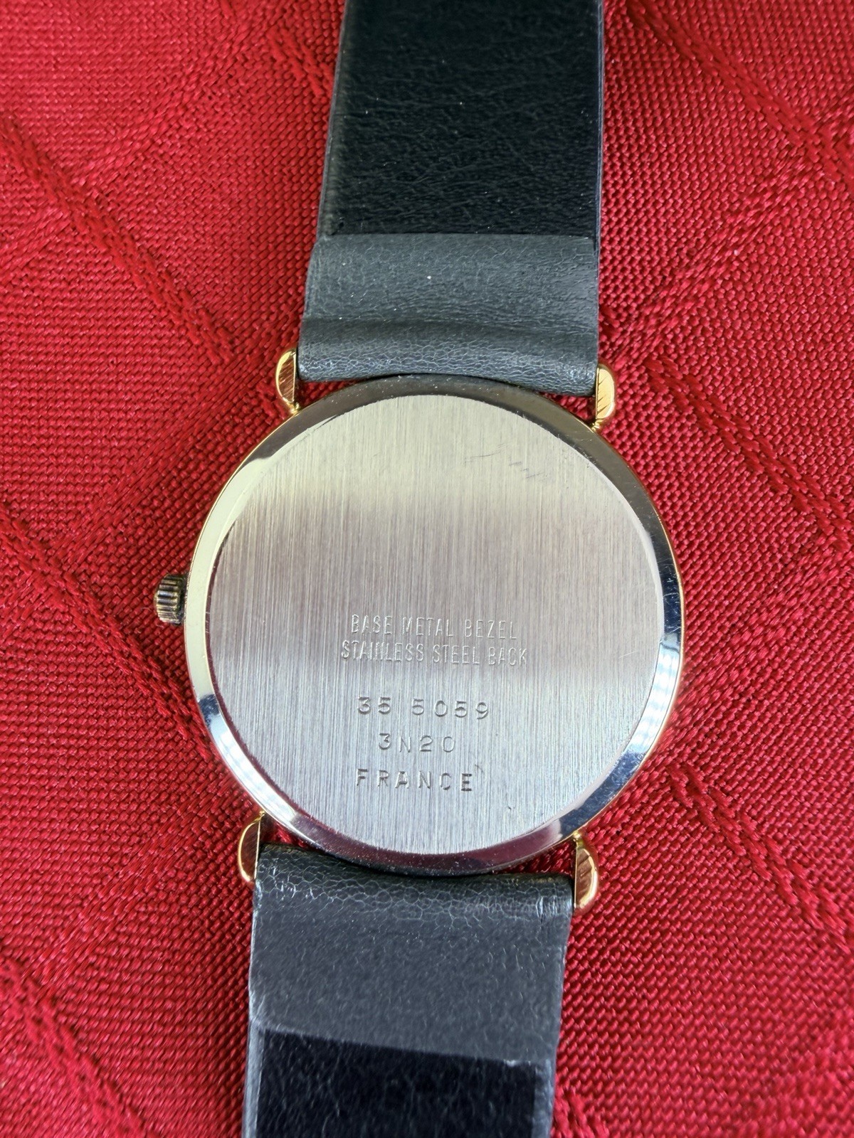 Vtg McDonalds Logo Quartz Watch 1980s NOS Gold Tone Black Strap France