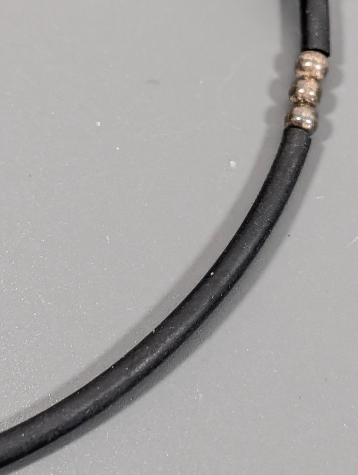 Sterling Silver 925 Black Rubber Flex Wire Choker Necklace Gothic Industrial 17″