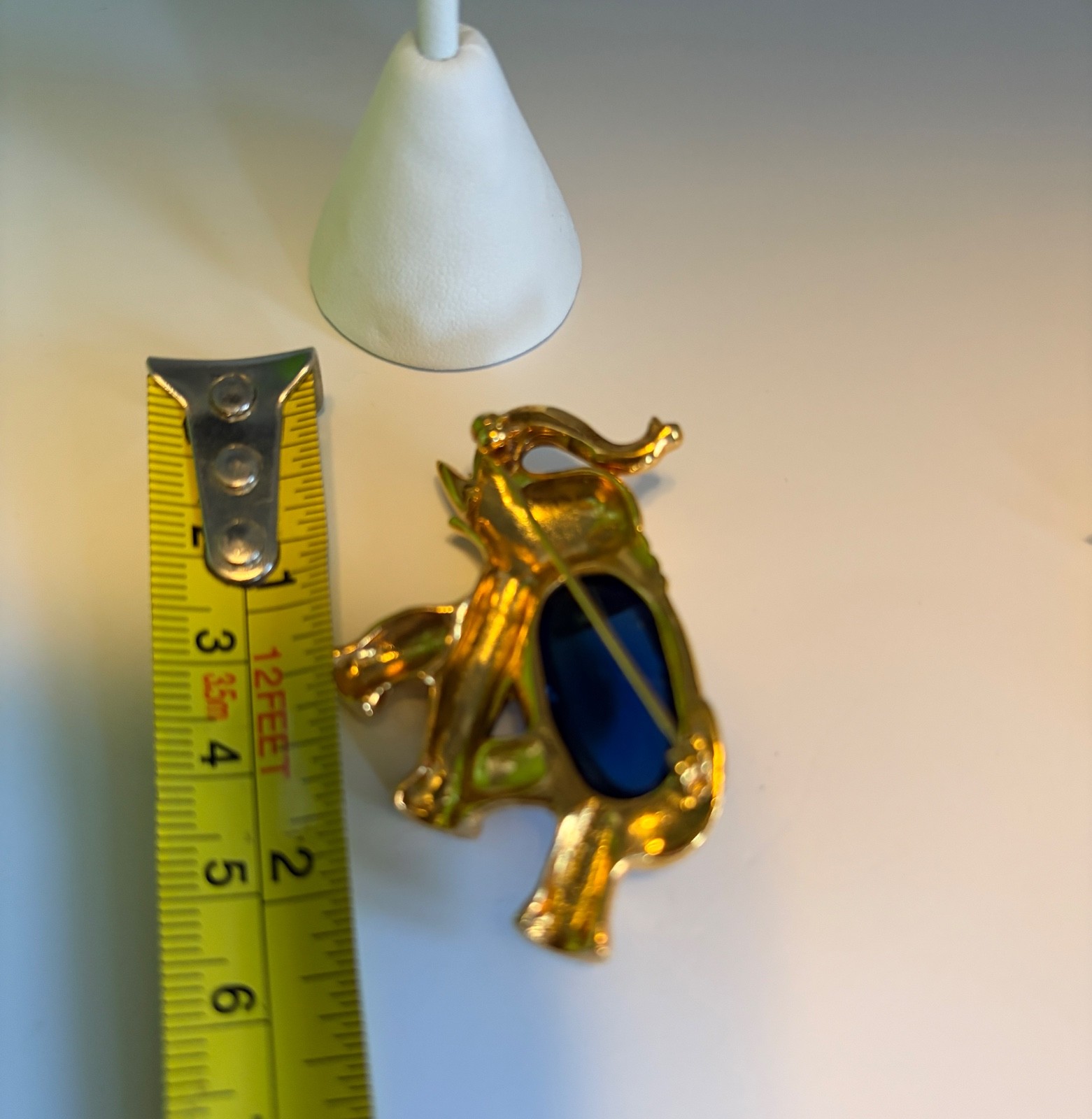 Signed Boucher Elephant Jelly Belly Brooch Blue W Clear Rhinestones Figural RARE