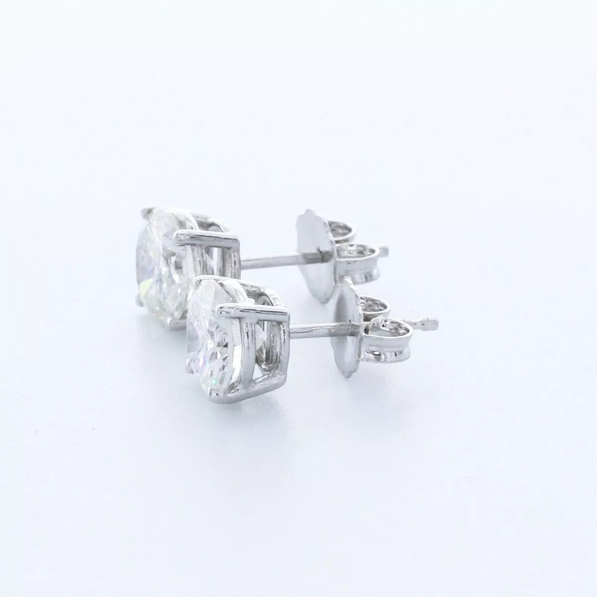 Solid 14K White Gold Stud Earrings Classic 2.56 CT Round Natural Diamond F SI1