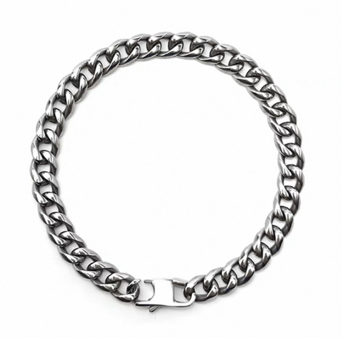 10.5mm Wide Pure Titanium Bracelet Polished 6-Side Cuban Chain Anti Allergic