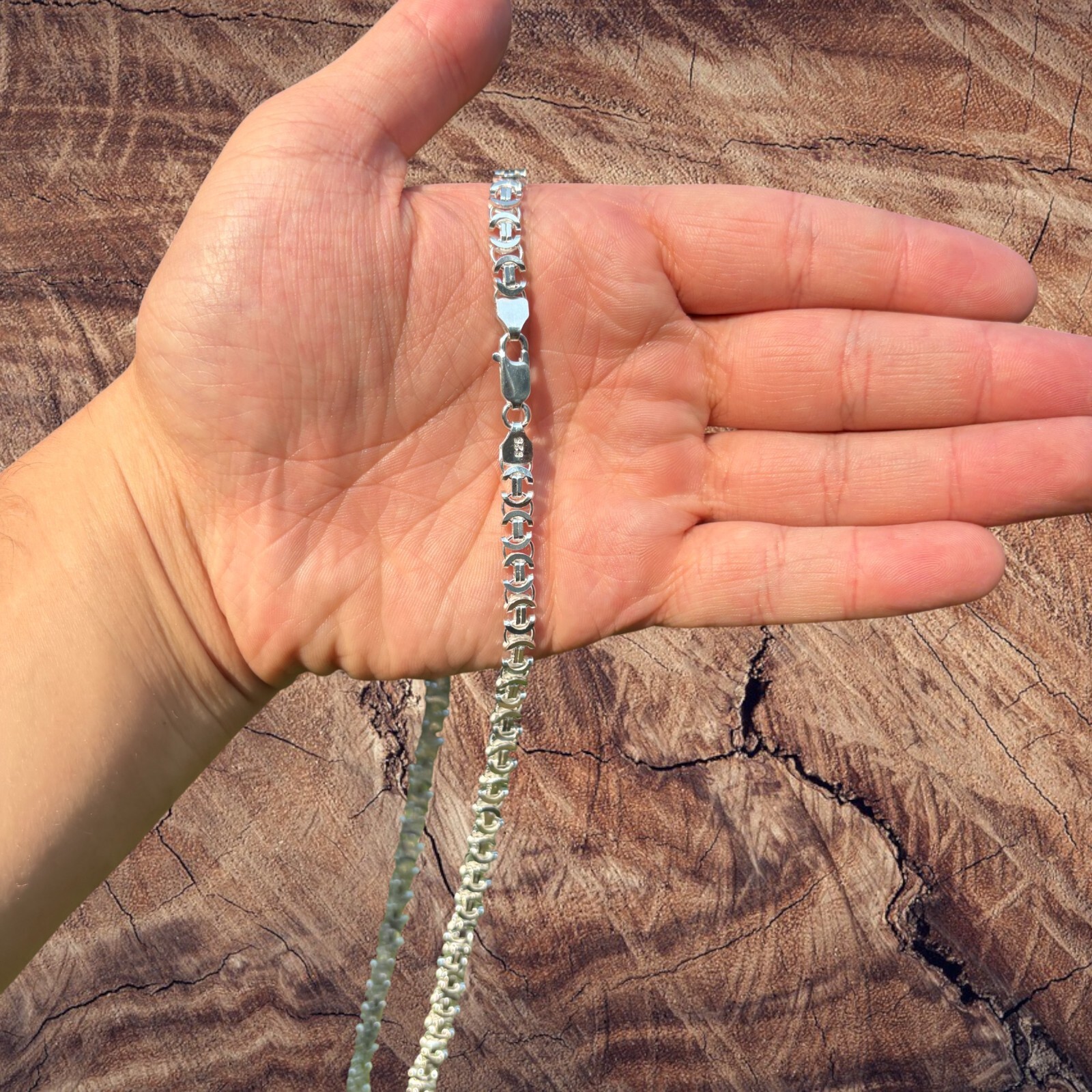 6mm Flat Byzantine Chain Necklace – Real Solid 925 Sterling Silver ITALY