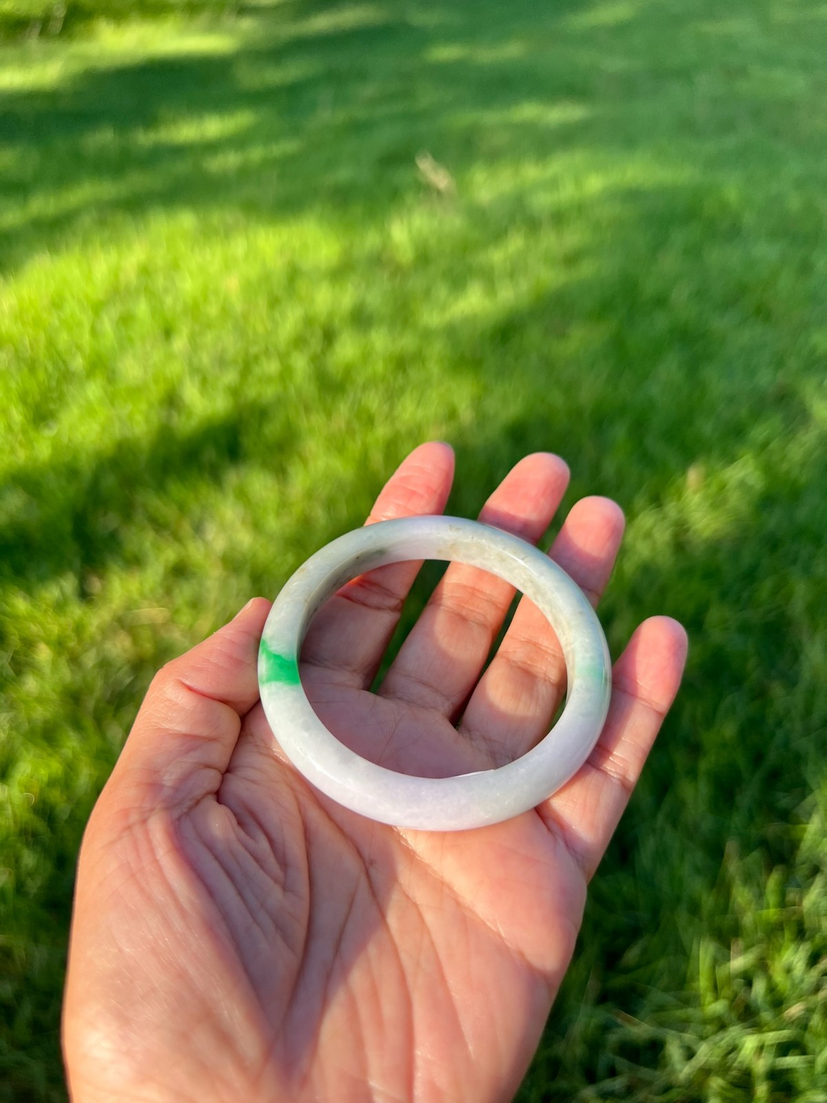 Lavender Green 100% Natural Grade A Jadeite Jade Bangle Bracelet 54mm H173