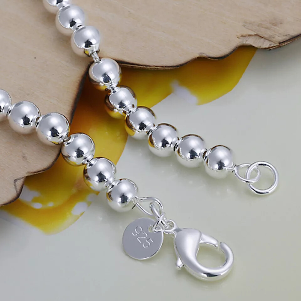 2× Silver Love Cuff Bead Ball Open Bangle Womens Jewelr Charm Bracelet Gift USA