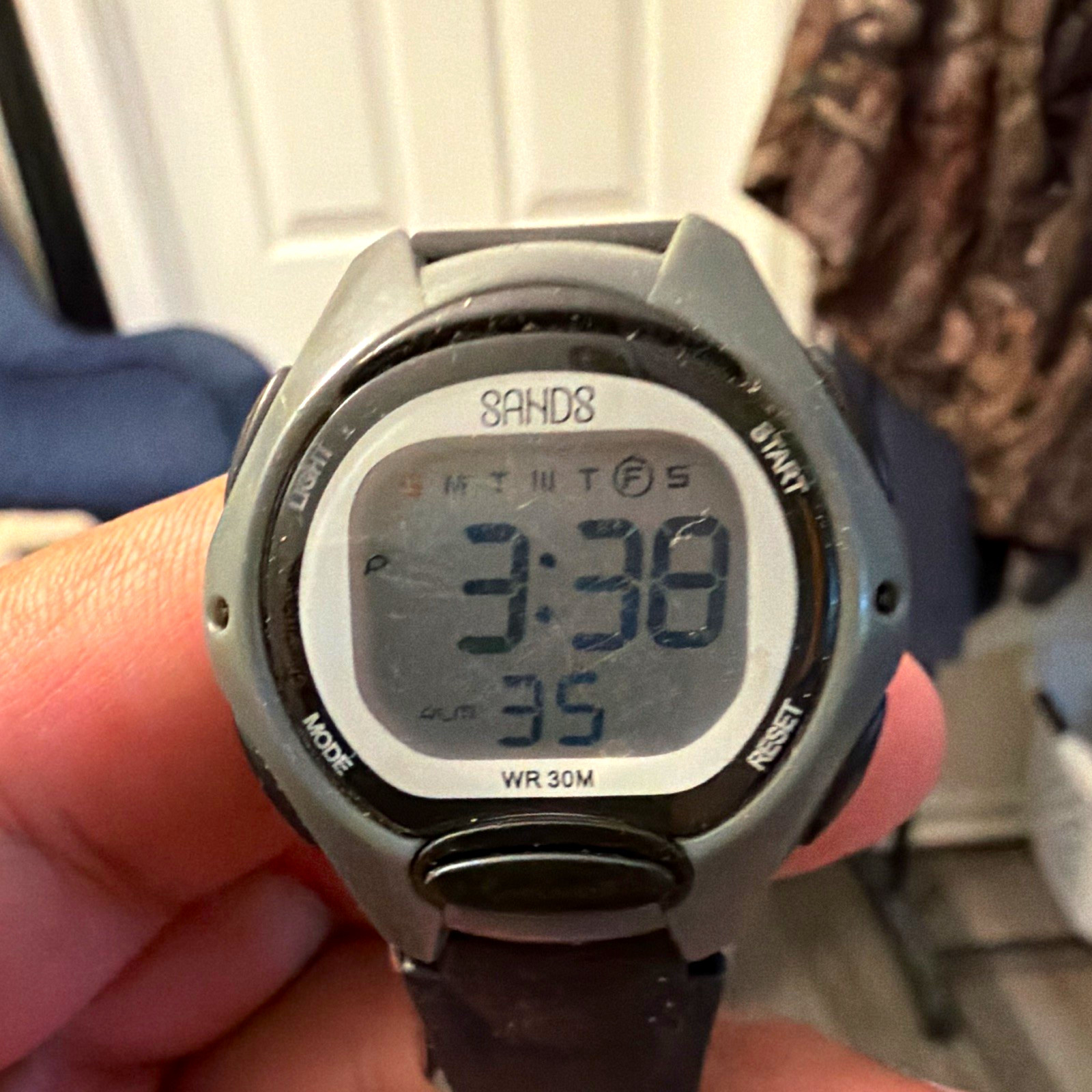 SAHD8 Sport Quartz Digital Watch Alarm 30m Black Resin Band Gray/Black Dial