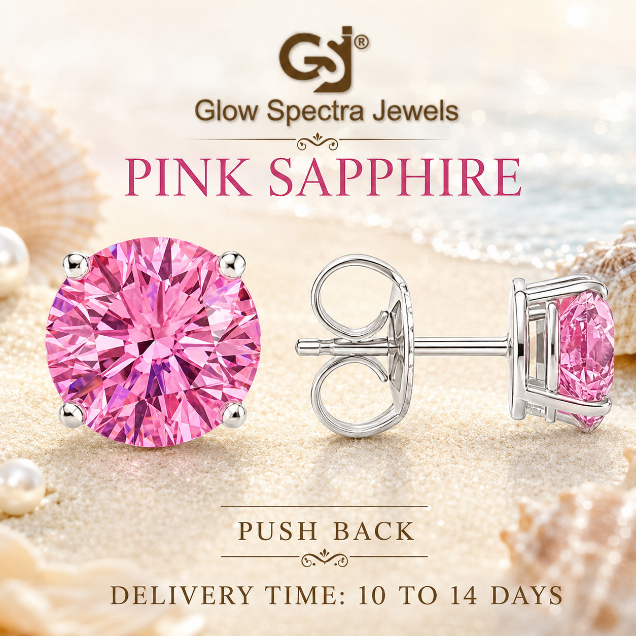 2.0CT Solitaire Pink Sapphire Stone Stud Erring 925 Silver 14k White Gold Plated