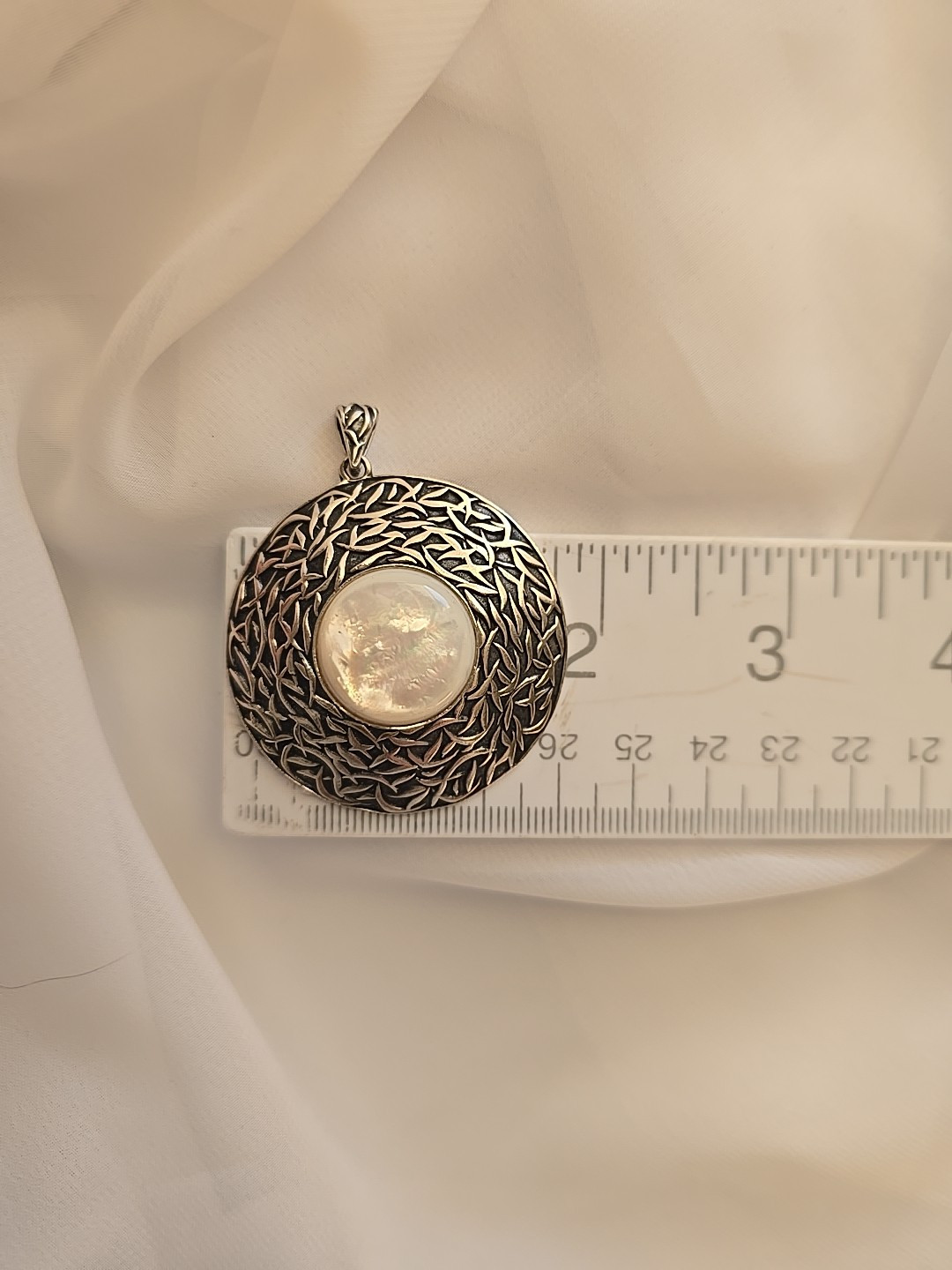 PAZ CREATIONS ISRAEL STERLING SILVER MOP PENDANT