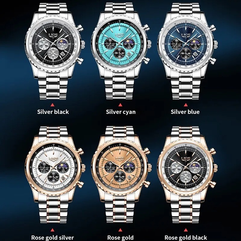 LIGE 2024 Top Brand Luxury New Men Watch Quartz Man Watches Waterproof Luminous