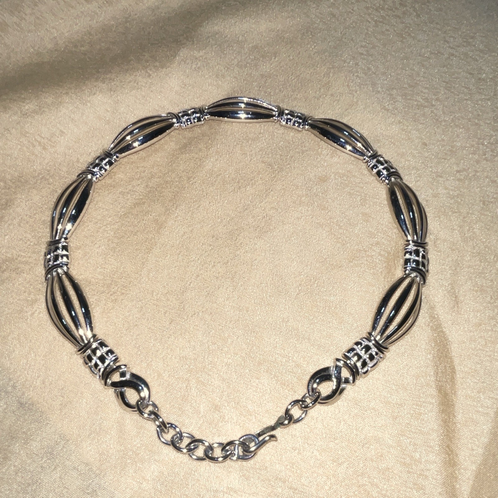 Money Silver Metal Adjustable Chain Link Bracelet with Hook Clasp Closure