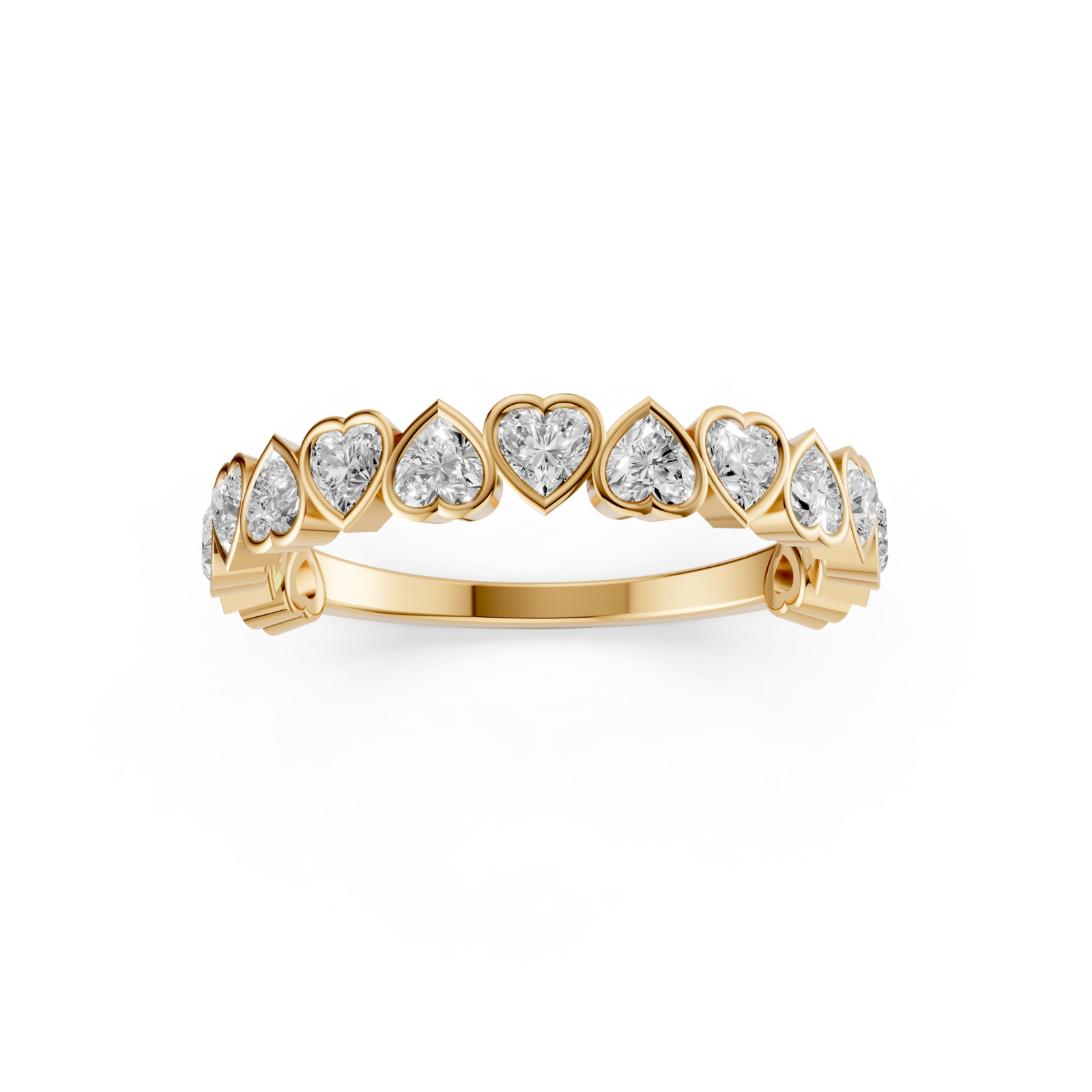 Shared Prong Set Heart Shape Lab Grown Diamond Half Eternity Stackable Band