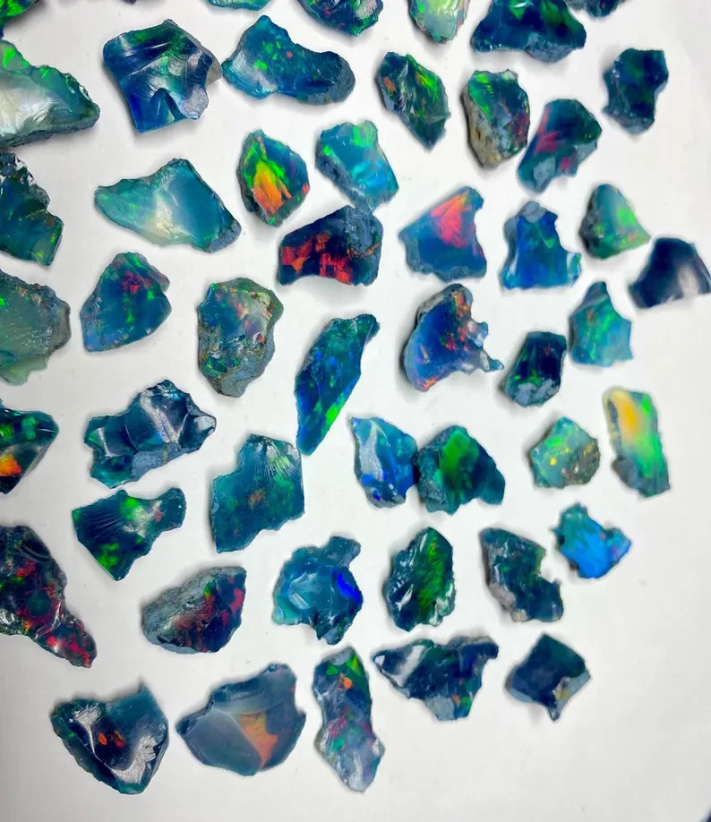 100 Cts Natural Ethiopian Black Opal Rough Welo Opal Multi Fire Raw Gemstones