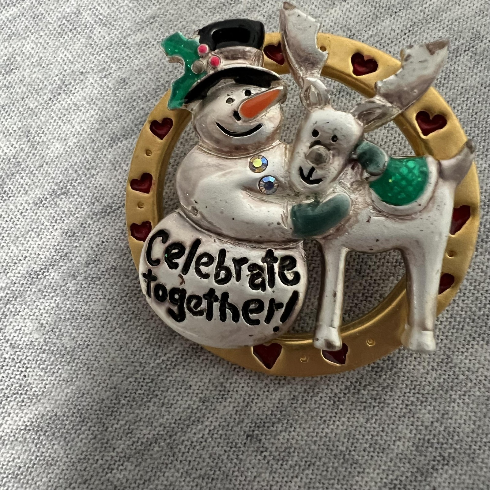 Vintage Y2K Target AJMC Christmas Brooch Pin Lot Snowman Santa Bell Enamel