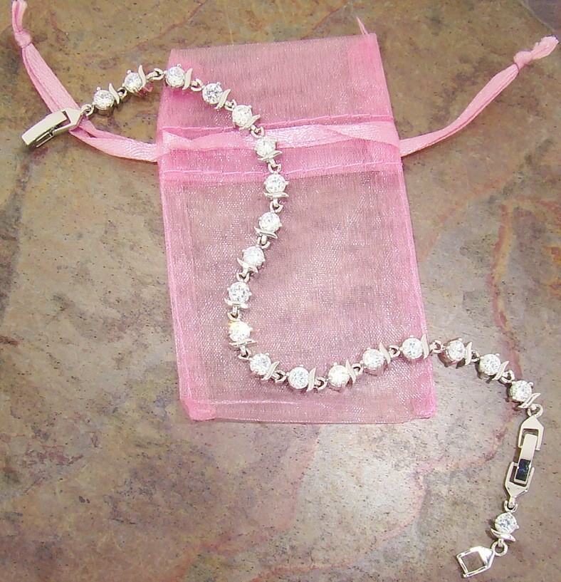 Crystals Tennis Bracelet Made with Swarovski Austrian Crystals 7.5 Inches