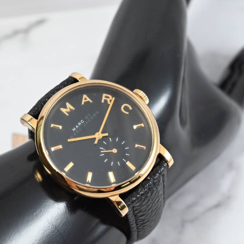 New Belt Replaced MARC BY MARC JACOBS Baker Ladies Watch Gold x Black Dial Small