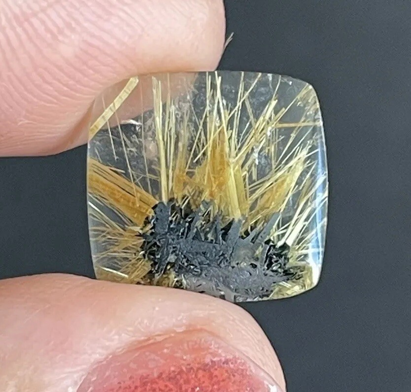 7.3ct 14.9×14.4x3mm Fine Golden Rutilated Star Quartz Square Cabochon Ring Gem