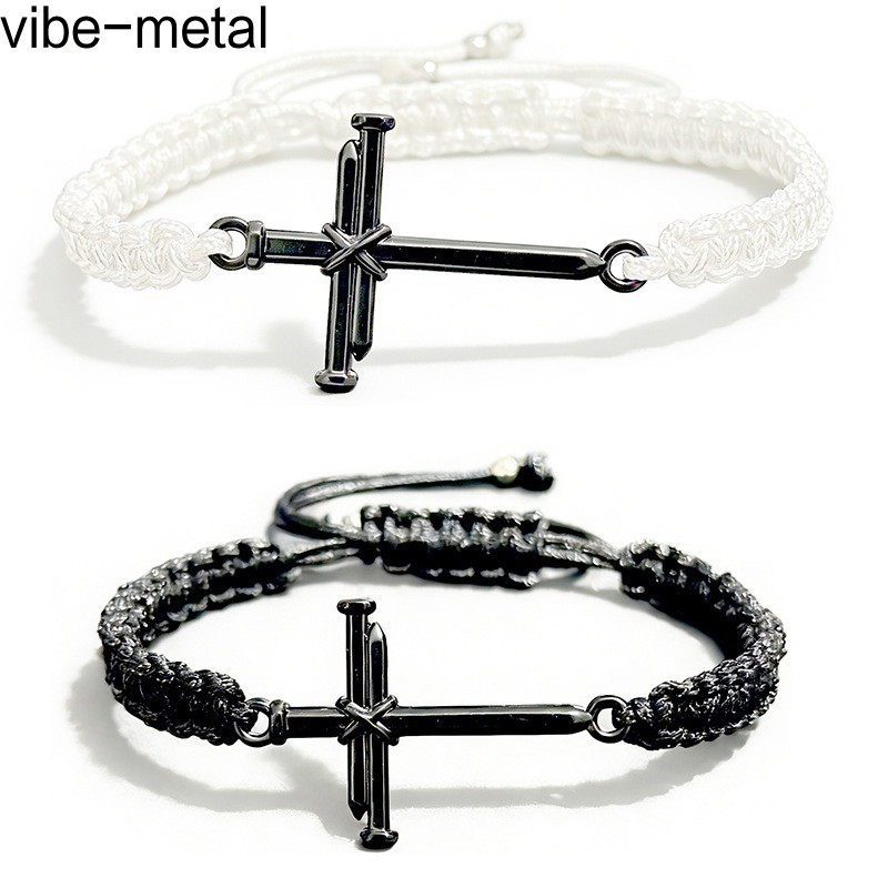 Braided Rope String Men Man Bracelet Charm Christian Jesus Cross Gift Adjustable
