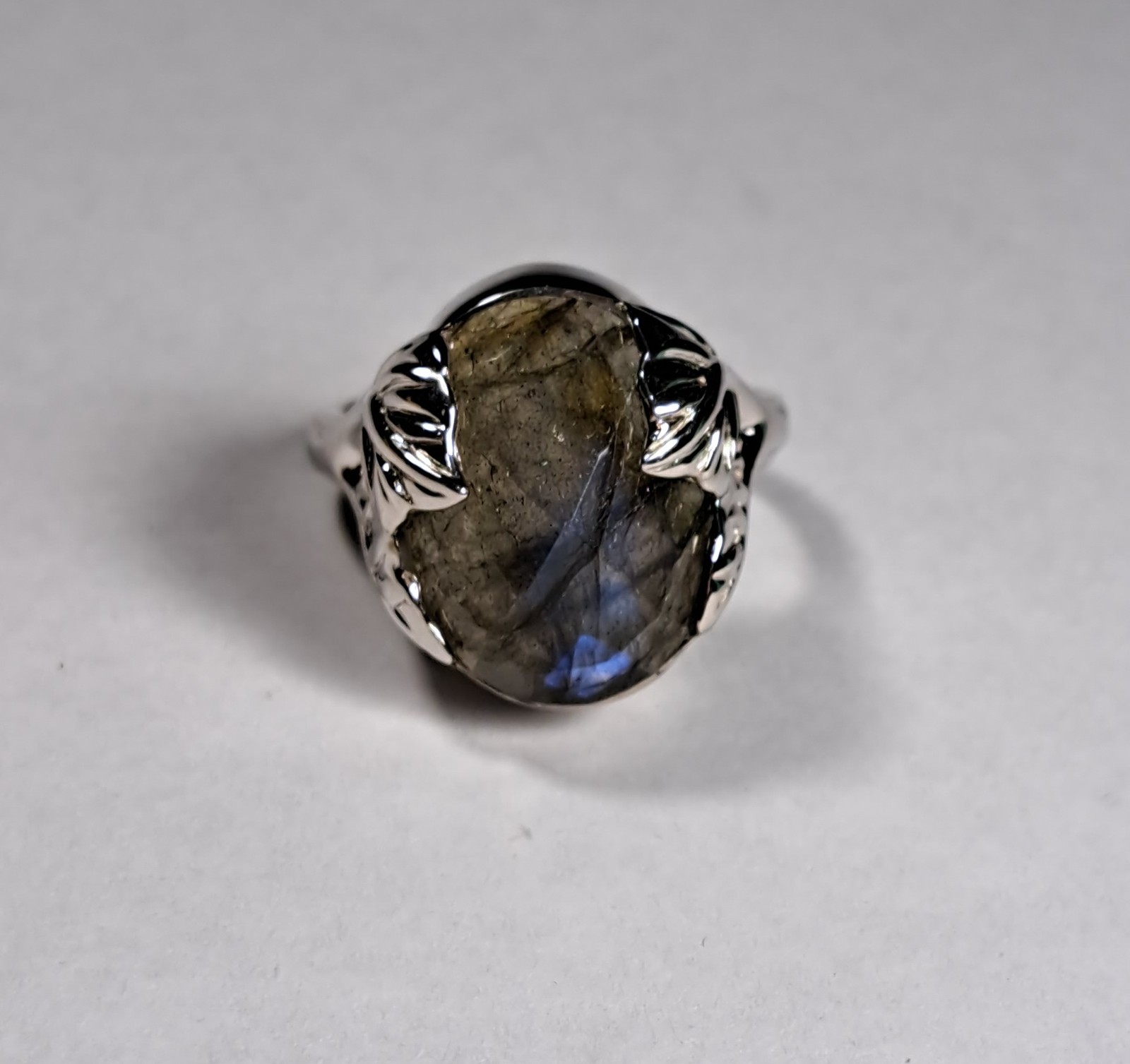 SAJEN 8.35 ct, Malagasy Labradorite Platinum over Sterling Silver Ring 7 NEW