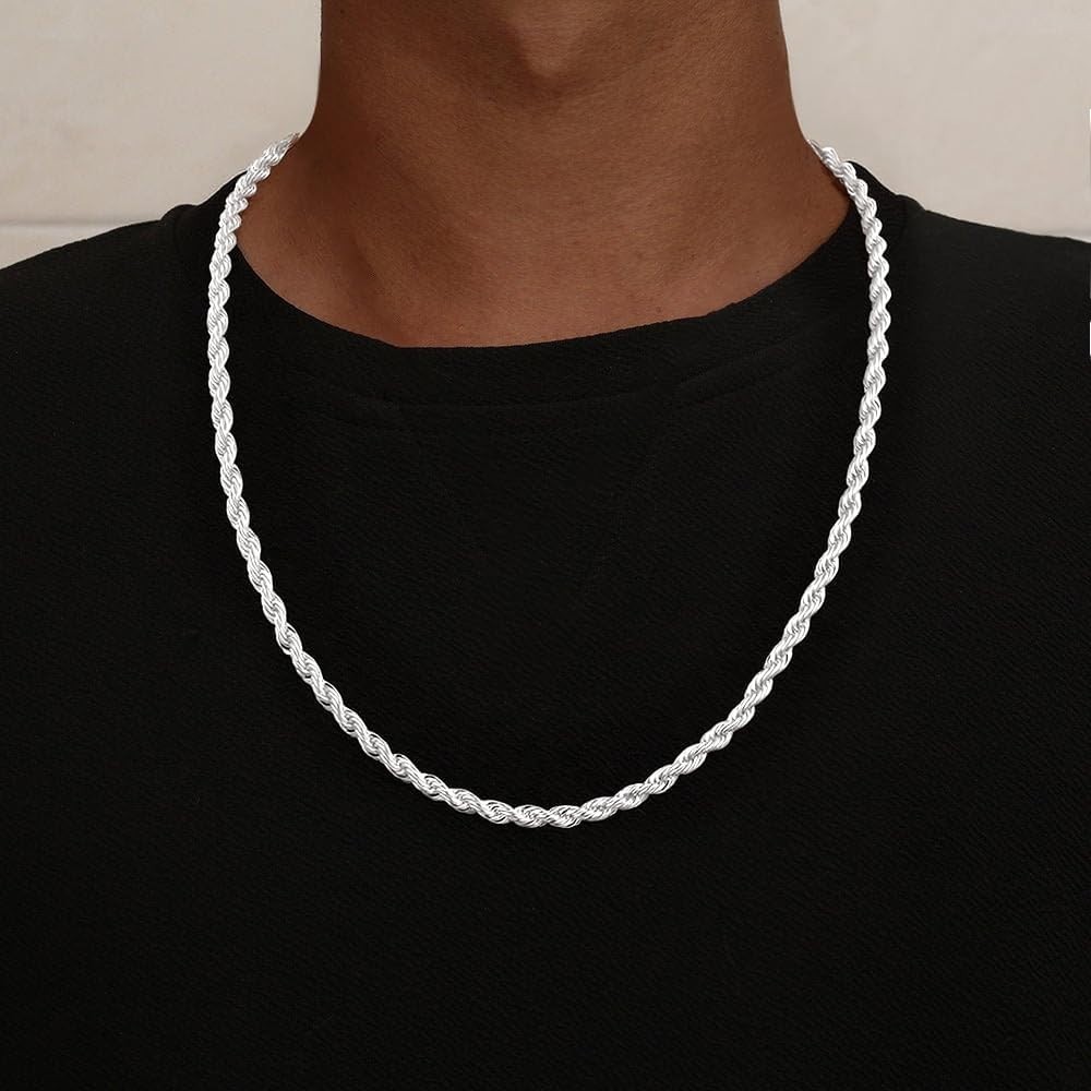 925 Sterling Silver Diamond Cut 3mm 4mm 5mm Rope Chain Exquisite Silver Chain…