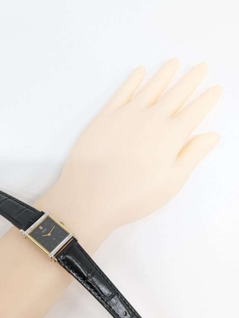 SEIKO 1400-5240 Rectangular Wristwatch Black Quartz From Japan