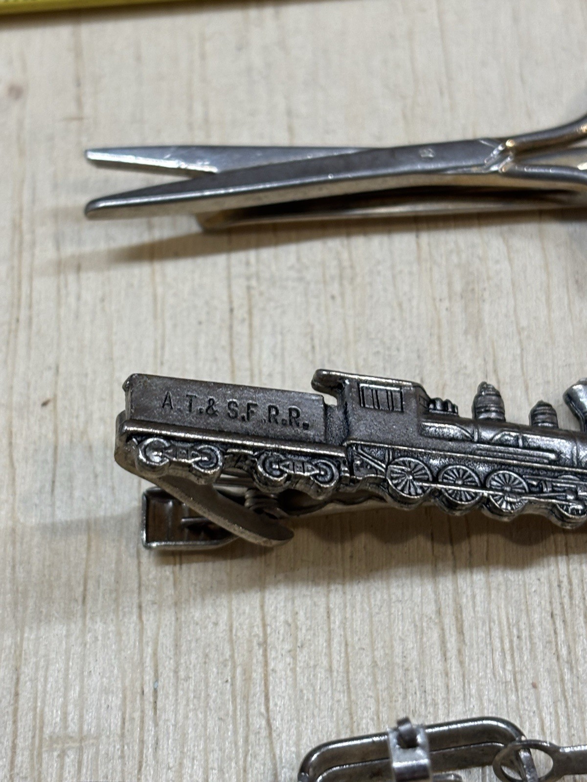 Vintage Tie Clip Lot Railroad Train Scissors Novelty Mens Accessories 6pc