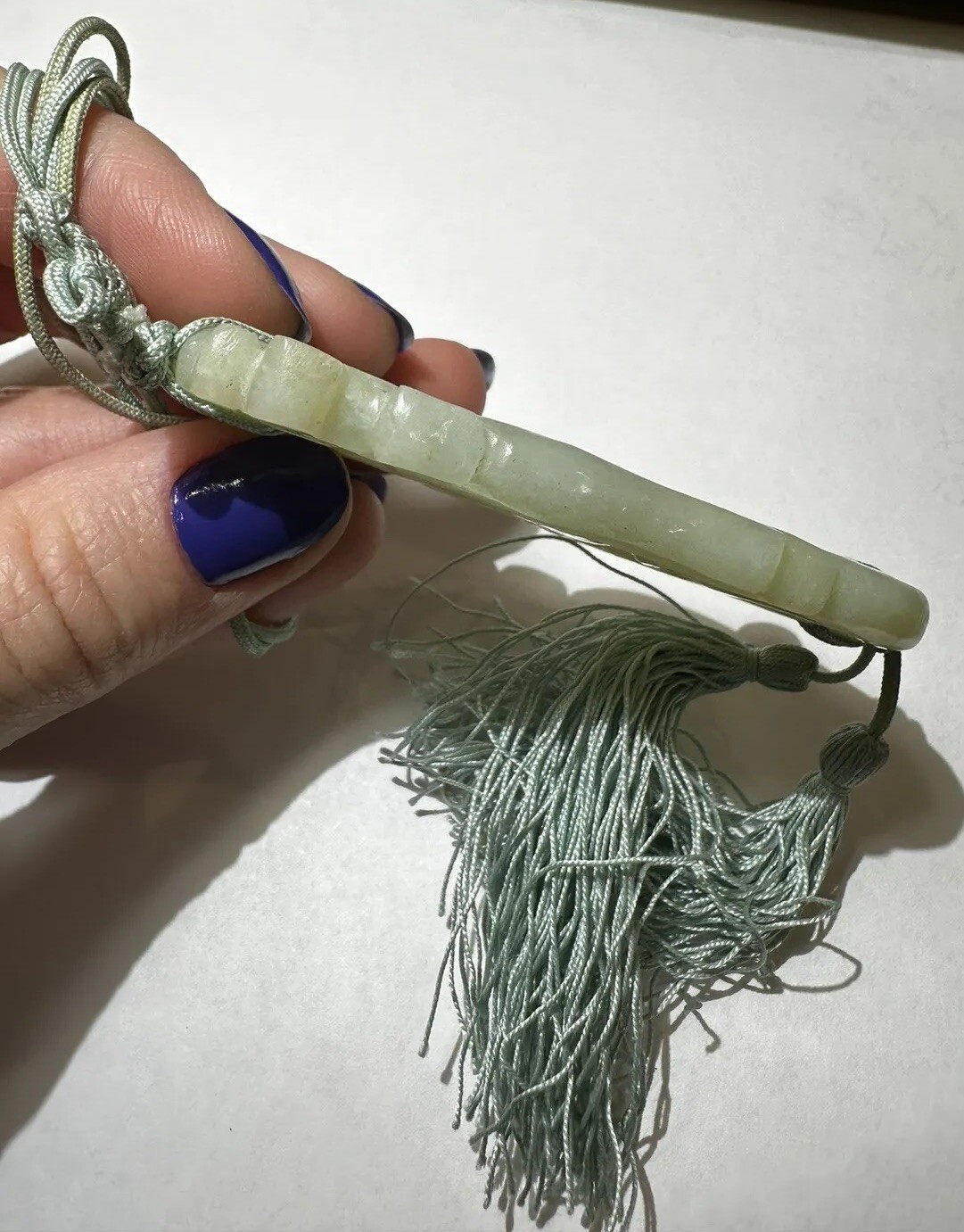 Carved Green Serpentine Jade Color Chinese Dragon Cord 28″ Necklace DA5