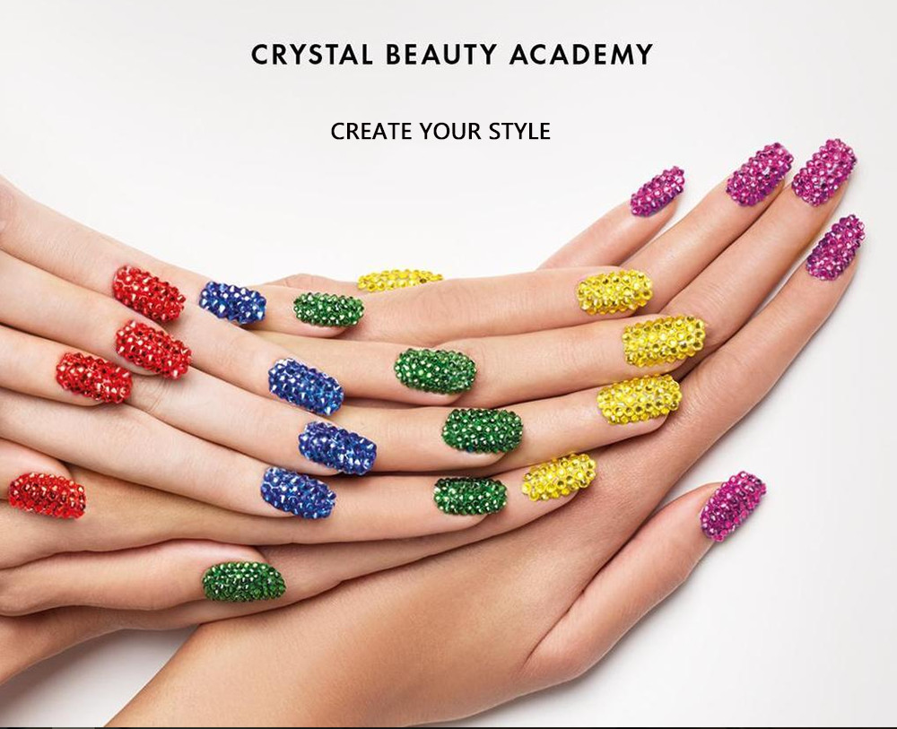 1440pcs All Colors 3D Nail Art Crystal Non Hotfix Flatback Rhinestones SS3-SS12