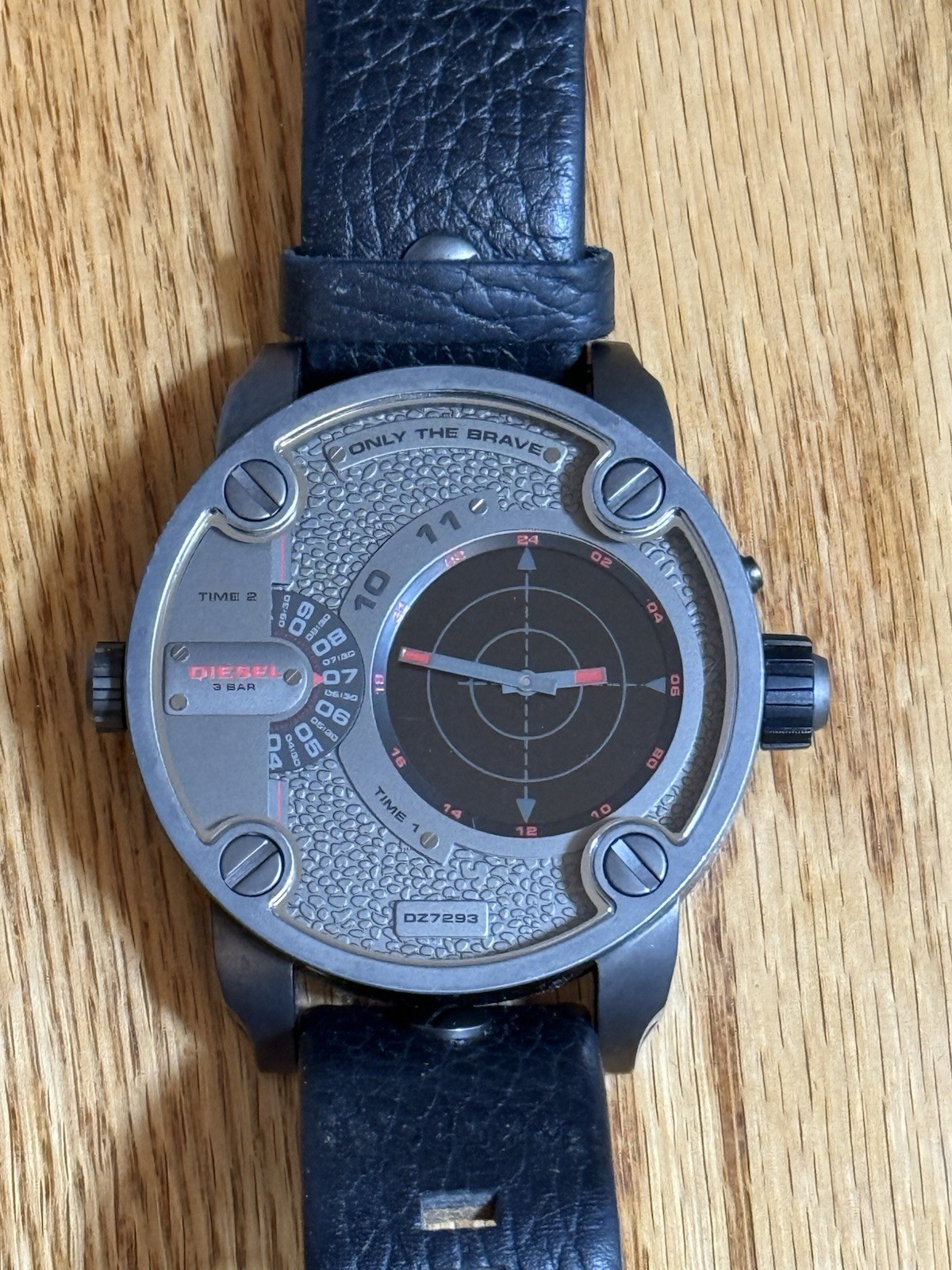 Diesel DZ7293 Black Four Movement Black Leather Band Watch