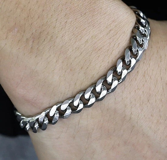 Bracelet Men’s Chain 3/5/7/9mm Stainless Steel Silver Curb Cuban Link 7-8″ Sale