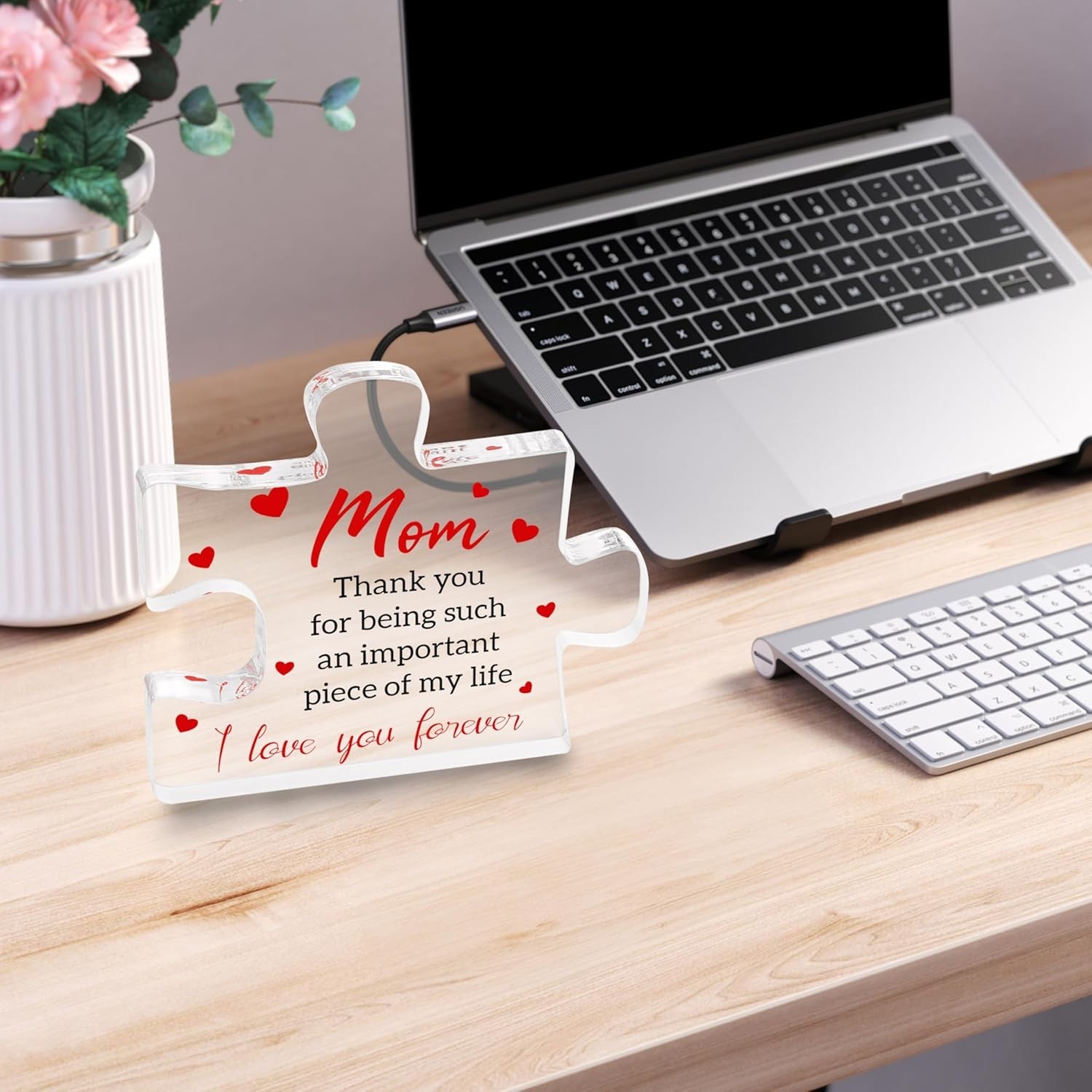 3D Acrylic Block Puzzle with Heartfelt Message – Gift for Mom, 2.2 x 2.8 in