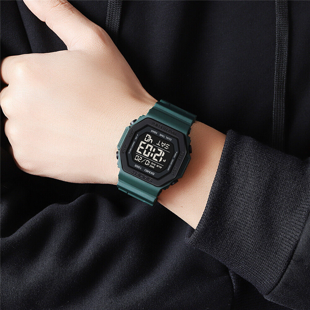 SKMEI Men Watch Rectangle Sport Watches Students Boy LED Date Digital Wristwatch