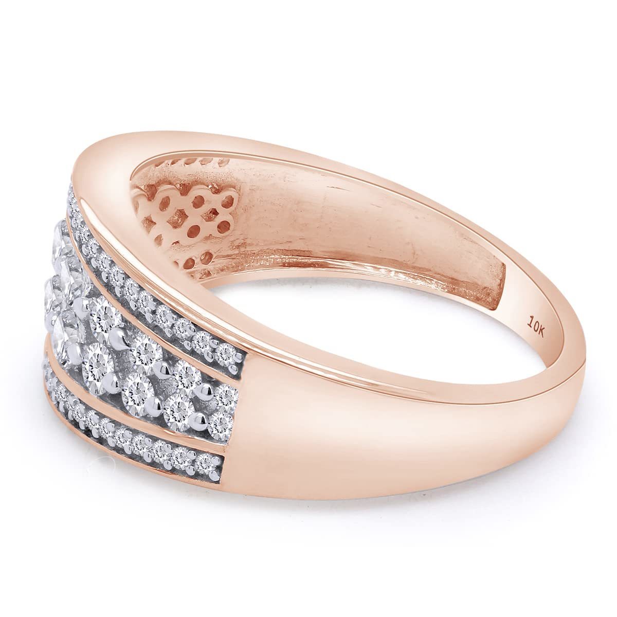 0.70 Ct Moissanite Four Row Wedding Band Ring For Women In 10K Or 14k Solid Gold